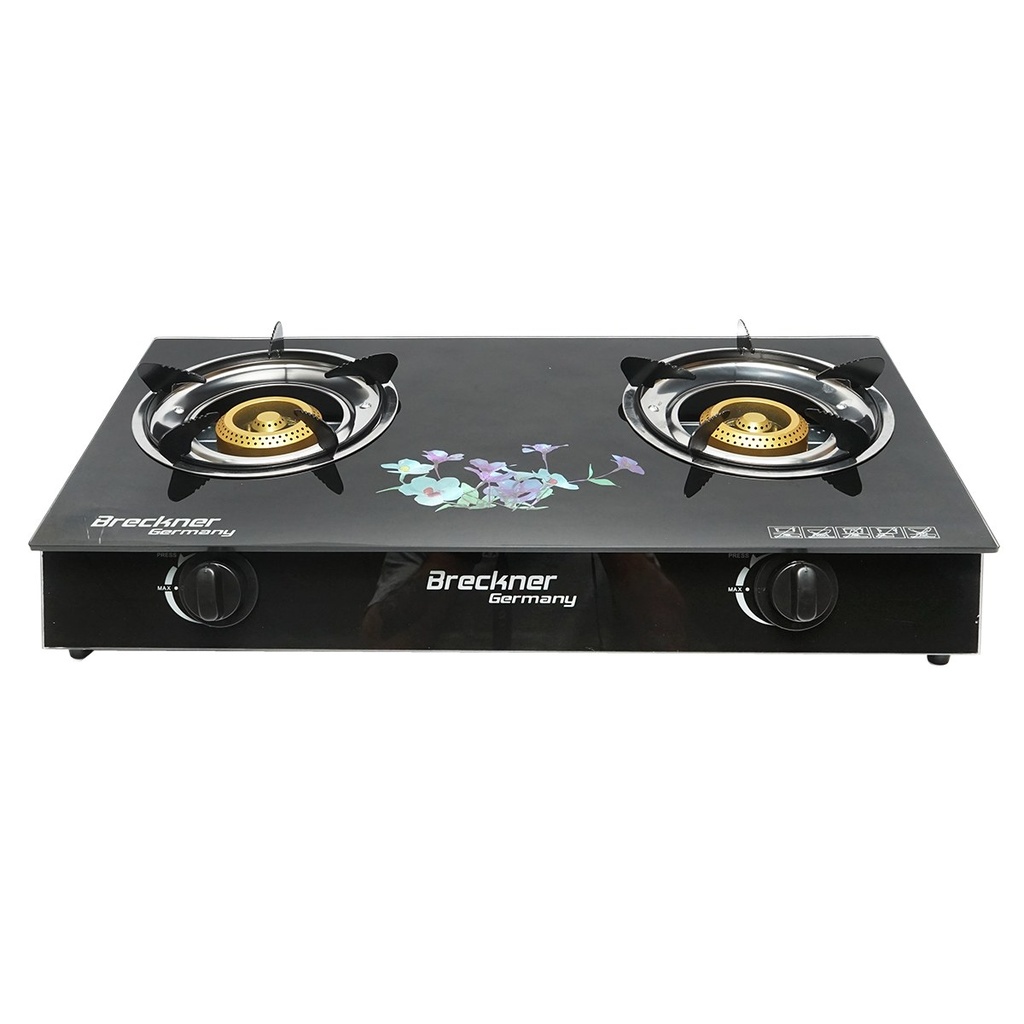 Aragaz, plita cu 2 arzatoare din fonta 2.5kW, sticla securizata 700x380x94mm