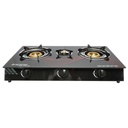 Aragaz, plita cu 3 arzatoare din fonta 2.5KW, sticla securizata 700x380x94mm