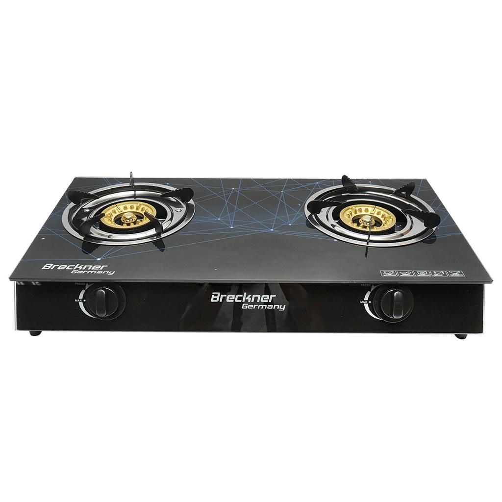 Aragaz, plita cu 2 arzatoare din fonta 3KW, sticla securizata 700x380x94mm