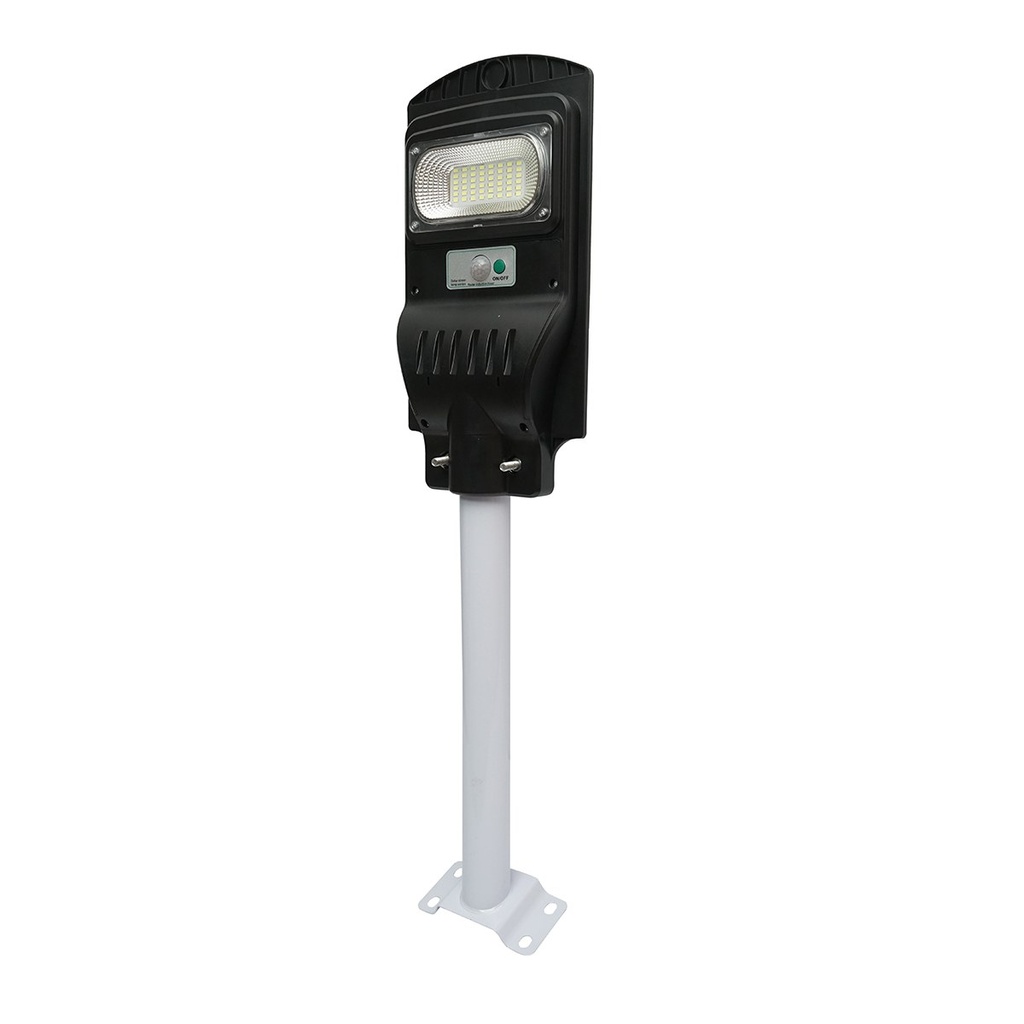 Lampa solara LED iluminat stradal 60W 6500K cu panou solar 10W, baterie 10000mAh, telecomanda, prindere pe stalp IP65