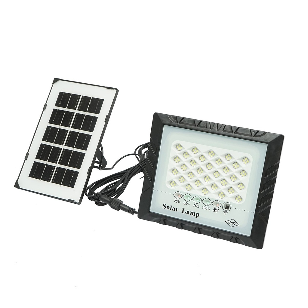 Proiector LED 25W cu panou solar 3W, baterie Li-ion 4000mAh si telecomanda IP67