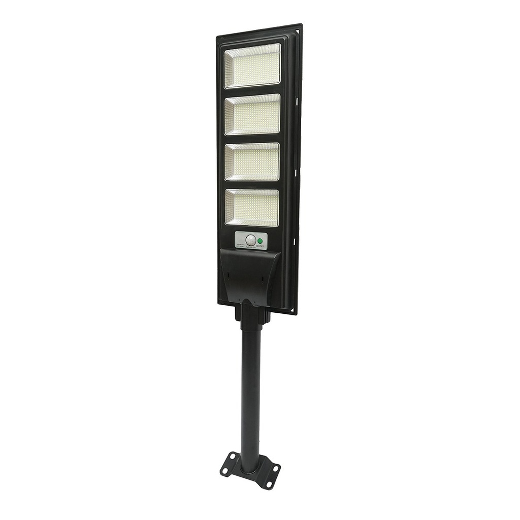 Lampa solara LED iluminat stradal 200W 6500K cu panou solar 12W, baterie 12000mAh, telecomanda, prindere pe stalp IP65