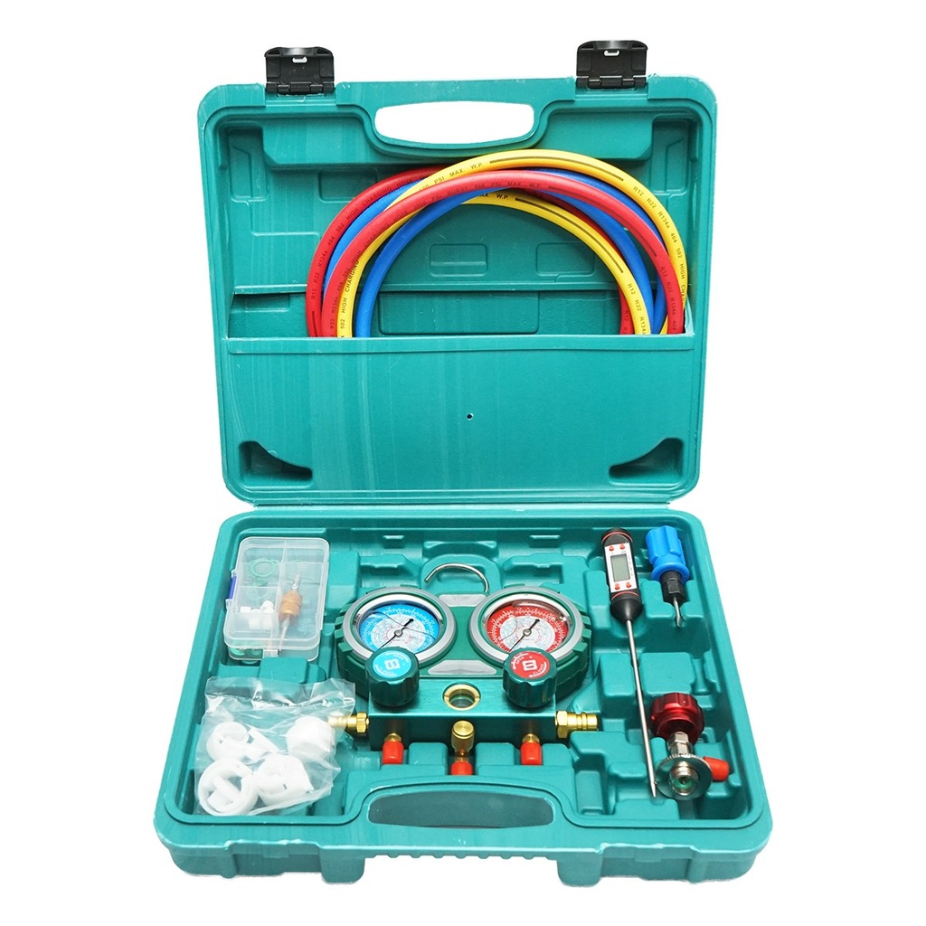 Trusa verificare si incarcare instalatii aer conditionat auto, freon R22, R32, R134a, R410a