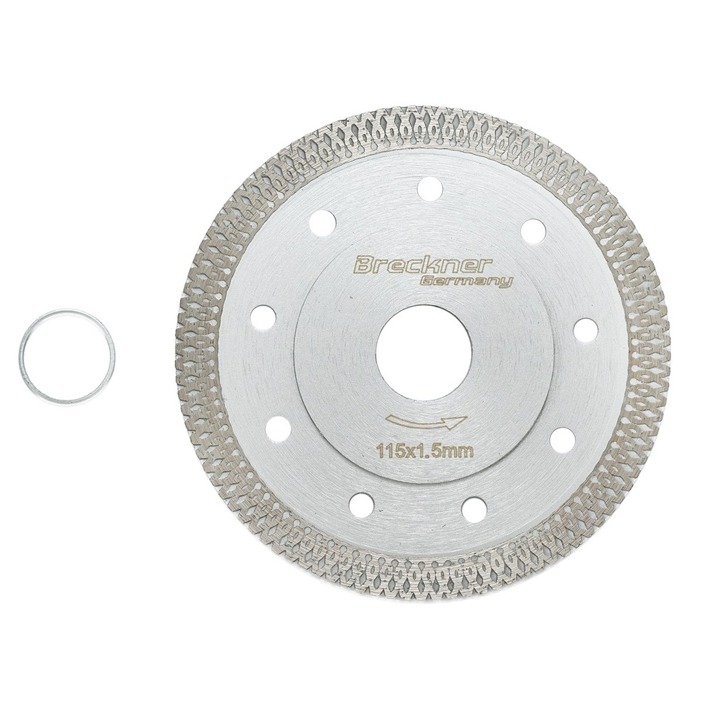 Disc diamantat turbo continuu 115x1.5x22.23mm, taiere umeda/uscata pentru ceramica dura, gresie, faianta