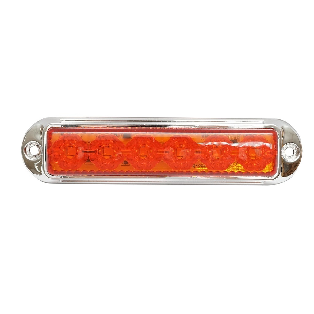 Lampa laterala gabarit LED 12-24V galbena 4 functii 155x37mm, rama cromata