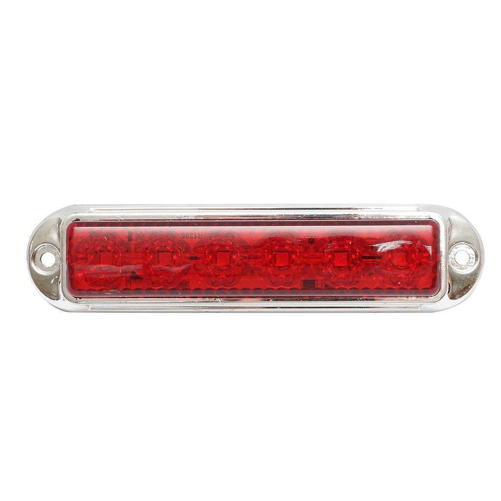 Lampa laterala gabarit LED 12-24V rosie cu 4 functii 155x37mm, rama cromata