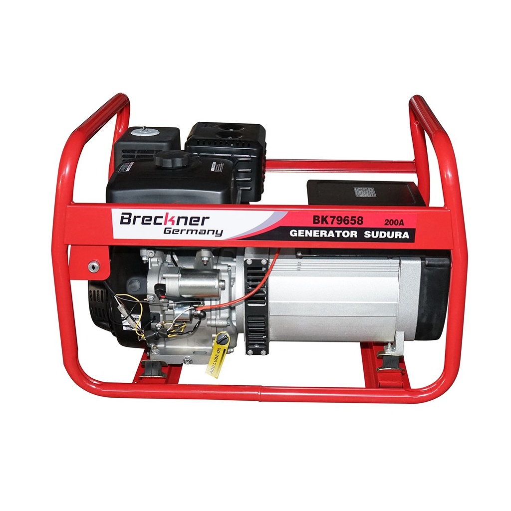 Aparat de sudura 200A cu generator electric 5KW/220V, motor pe benzina 15 CP, pornire cheie