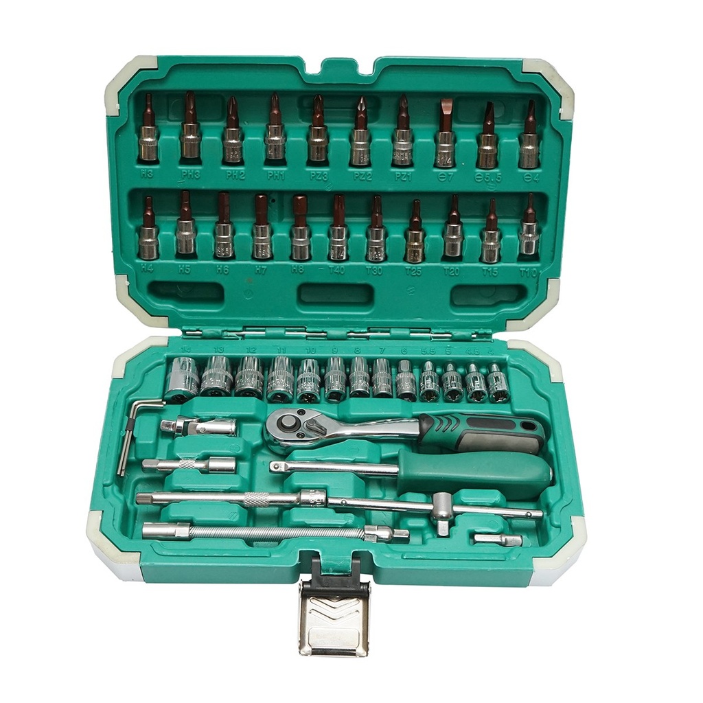 Trusa chei tubulare, torx, hex cu clichet 46 piese