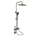 Set dus multifunctional cu termostat, afisaj digital temperatura apa, 4 functii de curgere a apei, pipa cada, dus dreptunghiular, dus de mana, dus bideu, gri