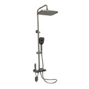 Set dus multifunctional cu termostat, afisaj digital temperatura apa, 4 functii de curgere a apei, pipa cada, dus dreptunghiular, dus de mana, dus bideu, gri