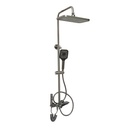 Set dus multifunctional cu termostat, afisaj digital temperatura apa, 4 functii de curgere a apei, pipa cada, dus dreptunghiular, dus de mana, dus bideu, gri