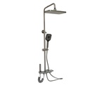 Set dus multifunctional cu termostat, afisaj digital temperatura apa, 4 functii de curgere a apei, pipa cada, dus dreptunghiular, dus de mana, dus bideu, gri