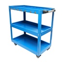 Carucior scule metalic pe roti cu 3 rafturi si suporti unelte 660x360x730mm