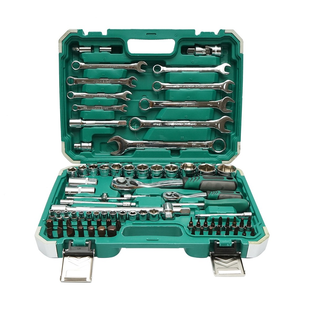 Trusa chei tubulare 4-32mm si chei fixe combinate 8-22mm, biti, hex, torx, antrenor cu clichet 82 piese