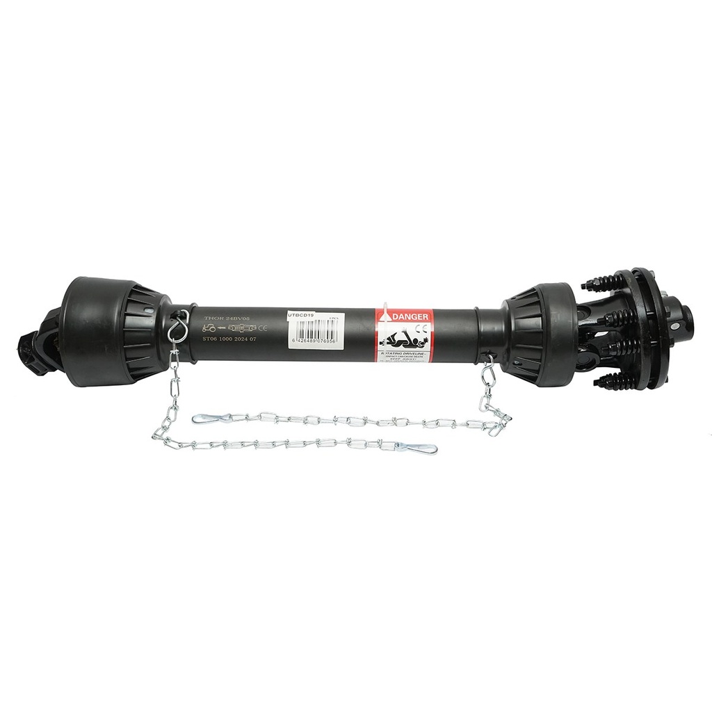 Cardan 1000 mm S6 T6 cu ambreiaj compus din 2 discuri cruce 30.2x92 (teava stea) 1 3/8 Z=6 freza