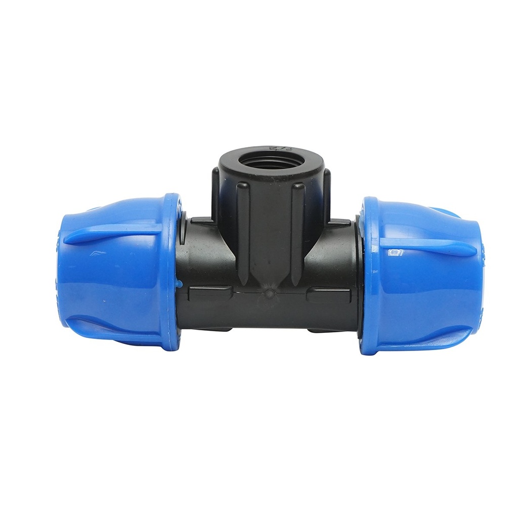 Teu compresiune cu filet interior mama 90 grade D25x25mmx1/2, PN16 bar pentru sisteme de irigatii