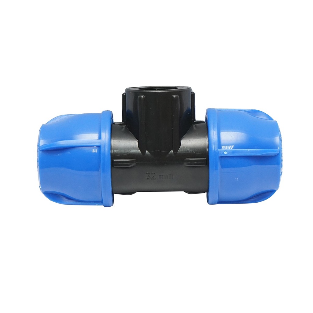 Teu compresiune cu filet interior mama 90 grade D32x32mmx3/4, PN16 bar pentru sisteme de irigatii