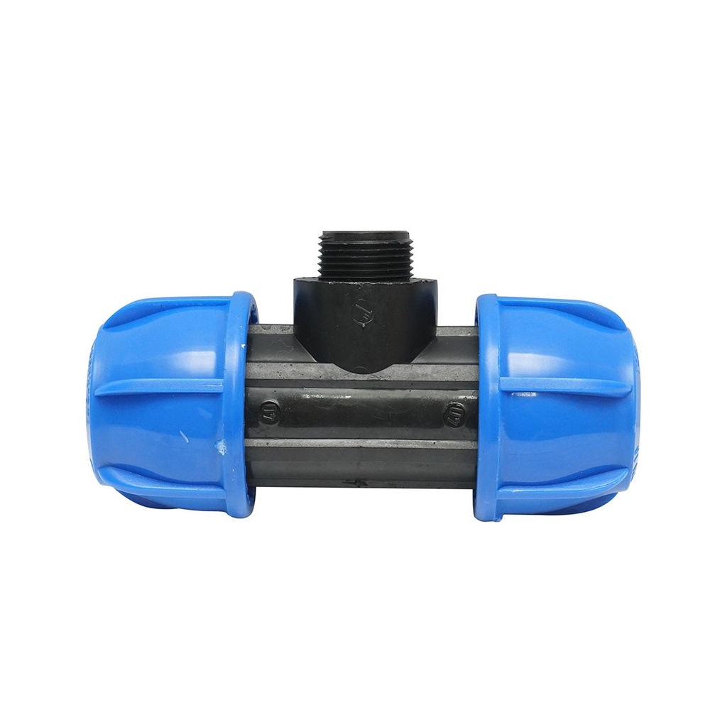 Teu compresiune cu filet exterior tata 90 grade D40x40mmx1, PN16 bar pentru sisteme de irigatii