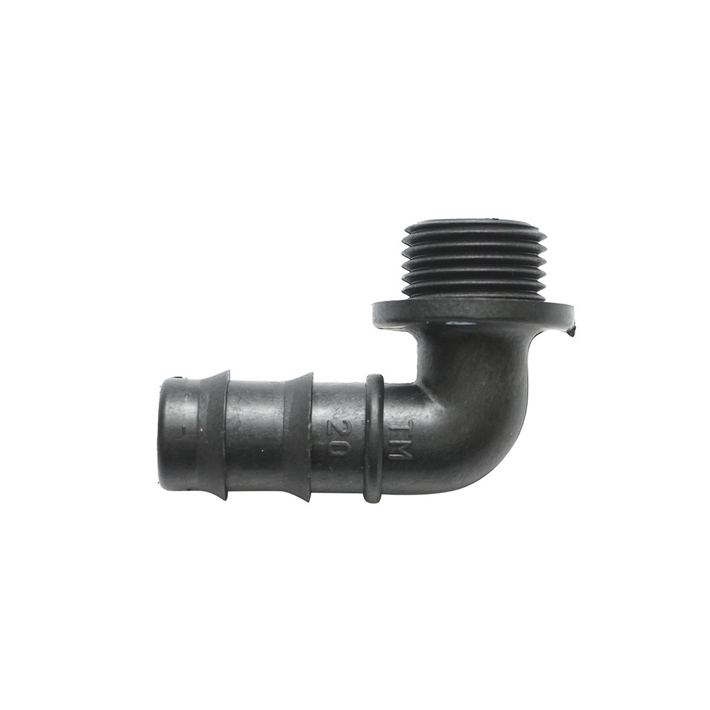 Cot conector stut tub picurare 20mm, filet exterior 1/2 inch pentru sisteme de irigatii
