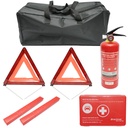 Kit siguranta auto, pachet legislativ obligatoriu de prim ajutor, trusa medicala, stingator, 2 triunghiuri