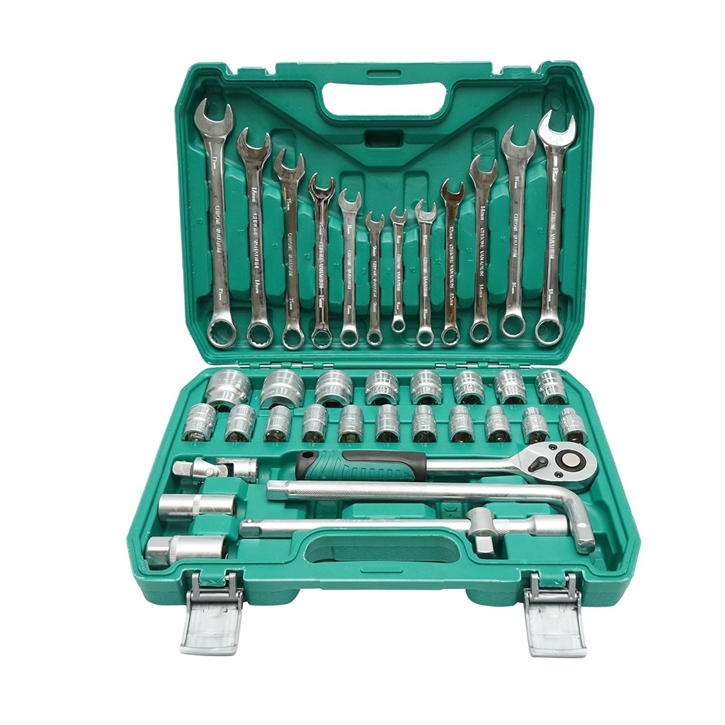 Trusa chei tubulare 8-32mm si chei fixe combinate 8-19mm, antrenor cu clichet 38 piese