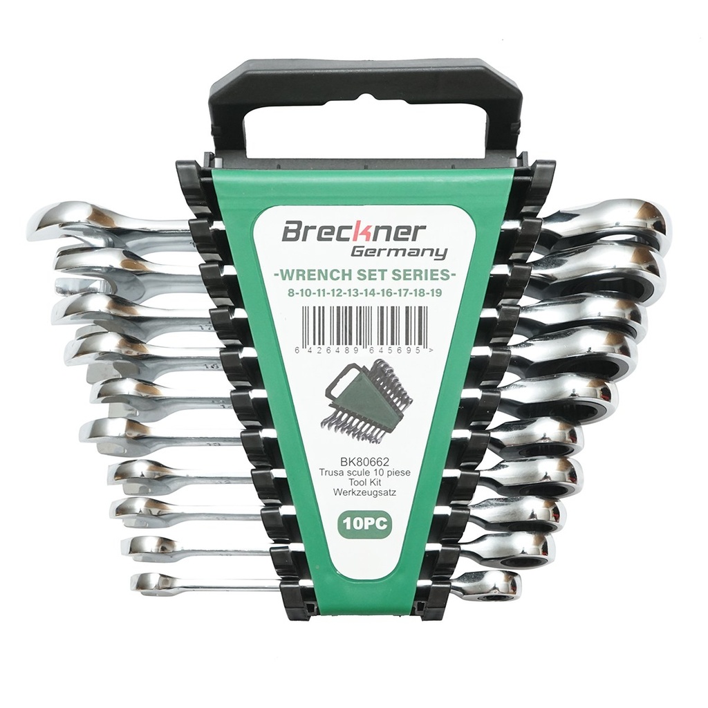 Set chei combinate fixe si inelare cu clichet 8-19mm 10 piese