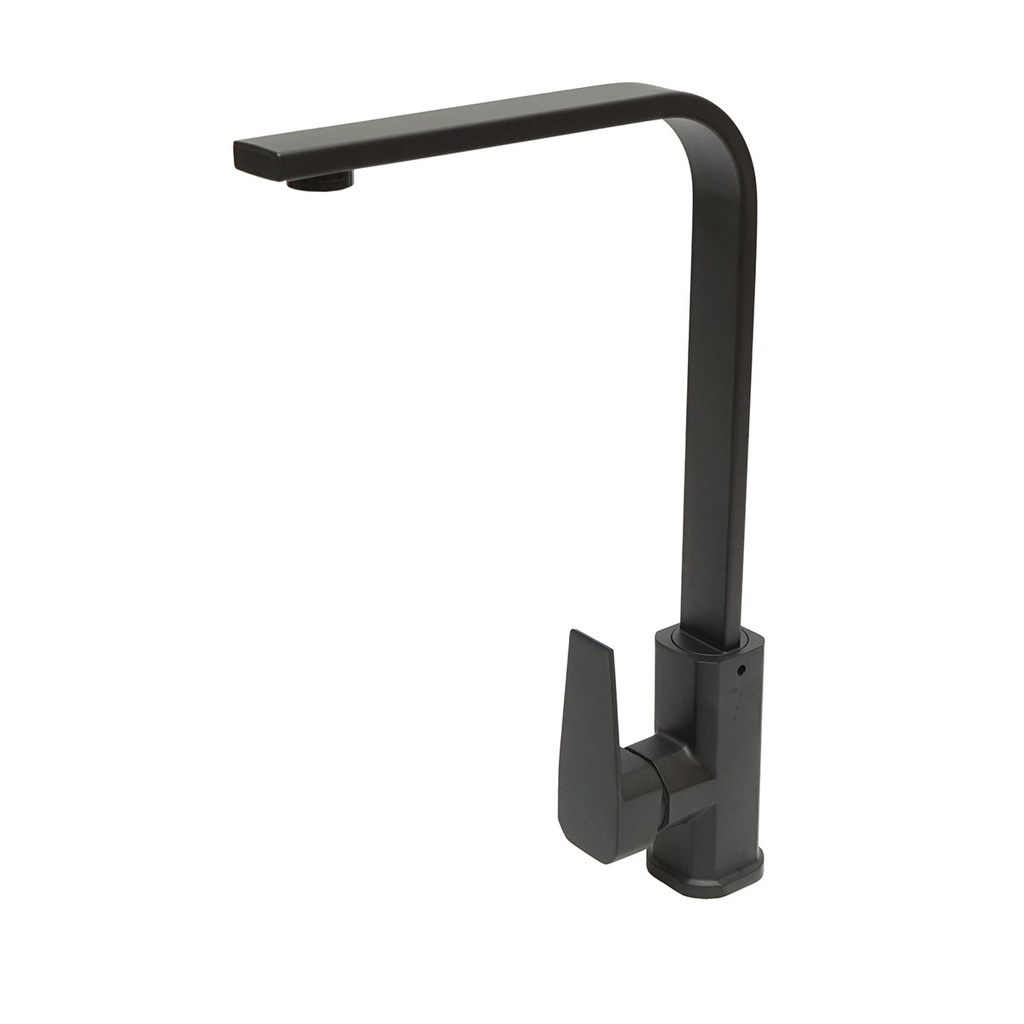 Baterie chiuveta bucatarie rotativa, finisaj negru mat, stativ cu monocomanda, aliaj zinc, accesorii incluse