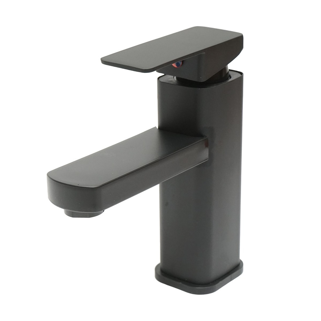 Baterie lavoar monocomanda, finisaj negru mat, montaj stativ, otel inoxidabil, accesorii incluse