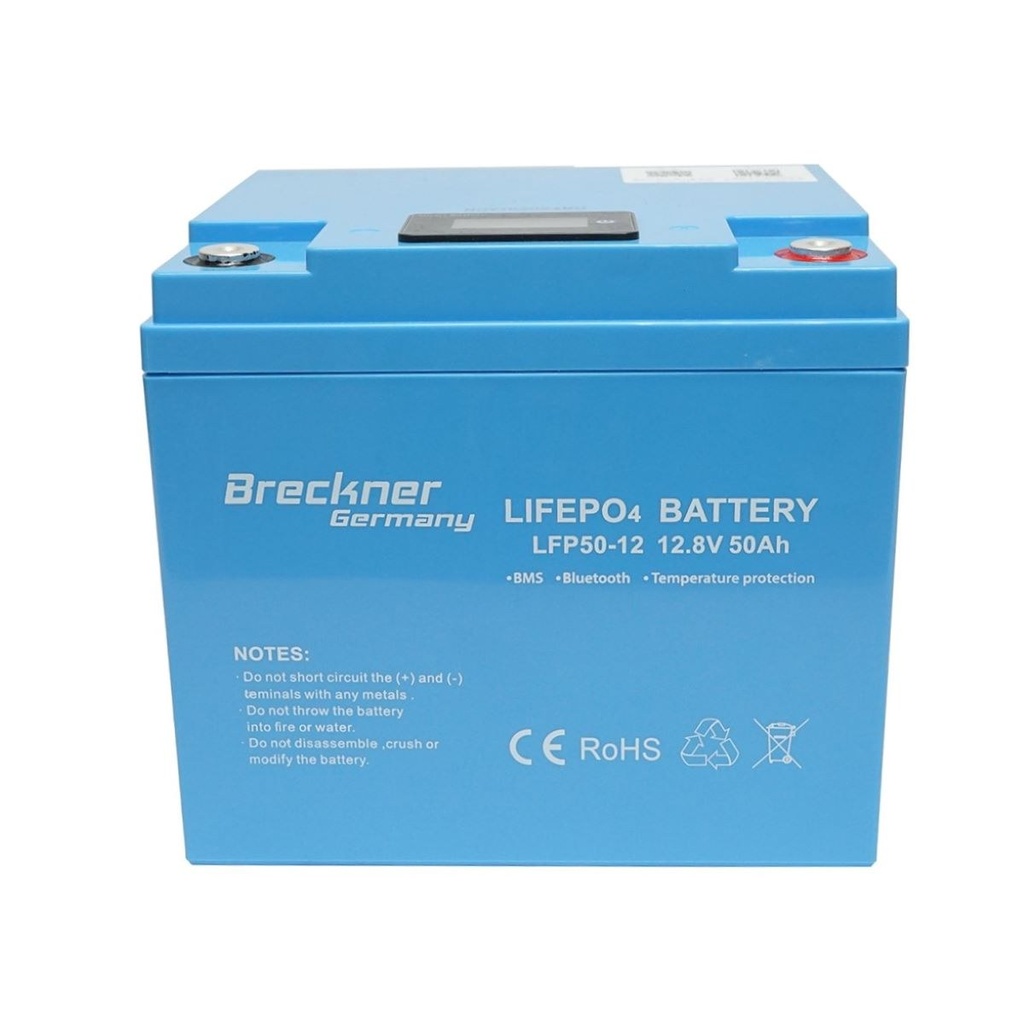 Baterie Li-ion LiFePO4 12.8V, 50Ah cu BMS, Bluetooth, LCD display si protectie temperatura 210x190x240mm