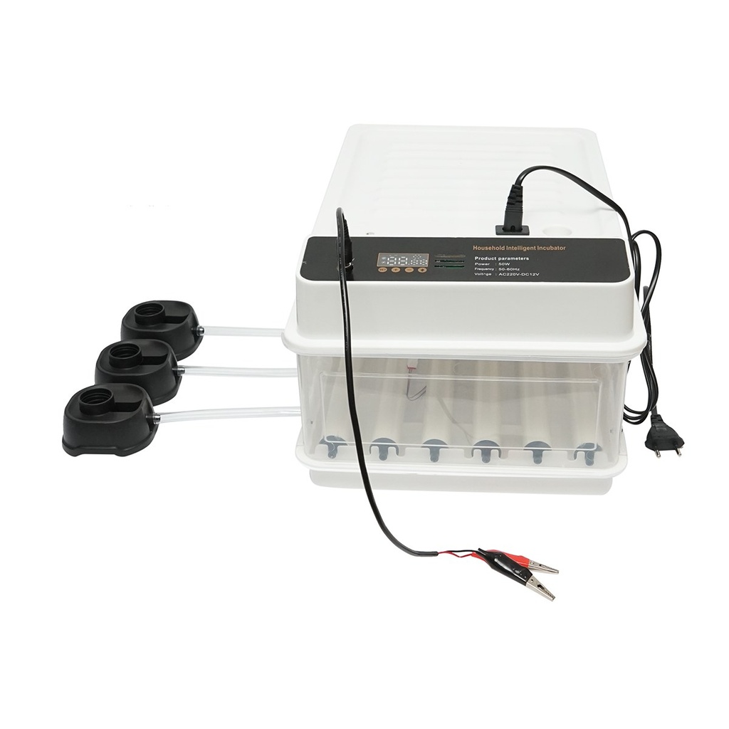 Incubator automat 30 oua 50W, 12V-220V cu rotire automata, control temperatura, umiditate, afisaj digital