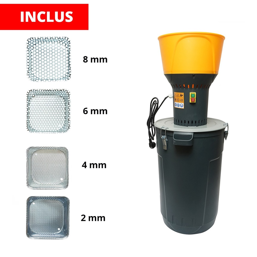 Moara cereale electrica 1.3 KW, 220V, rezervor 60L, 19000 r/min, capacitate 350 Kg/h, 5 site incluse