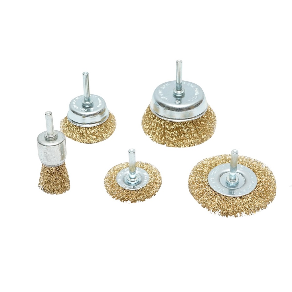 Set 5 perii sarma circulare 50-75mm, cupa 50-75mm, pensula 25mm pentru bormasina Crownman