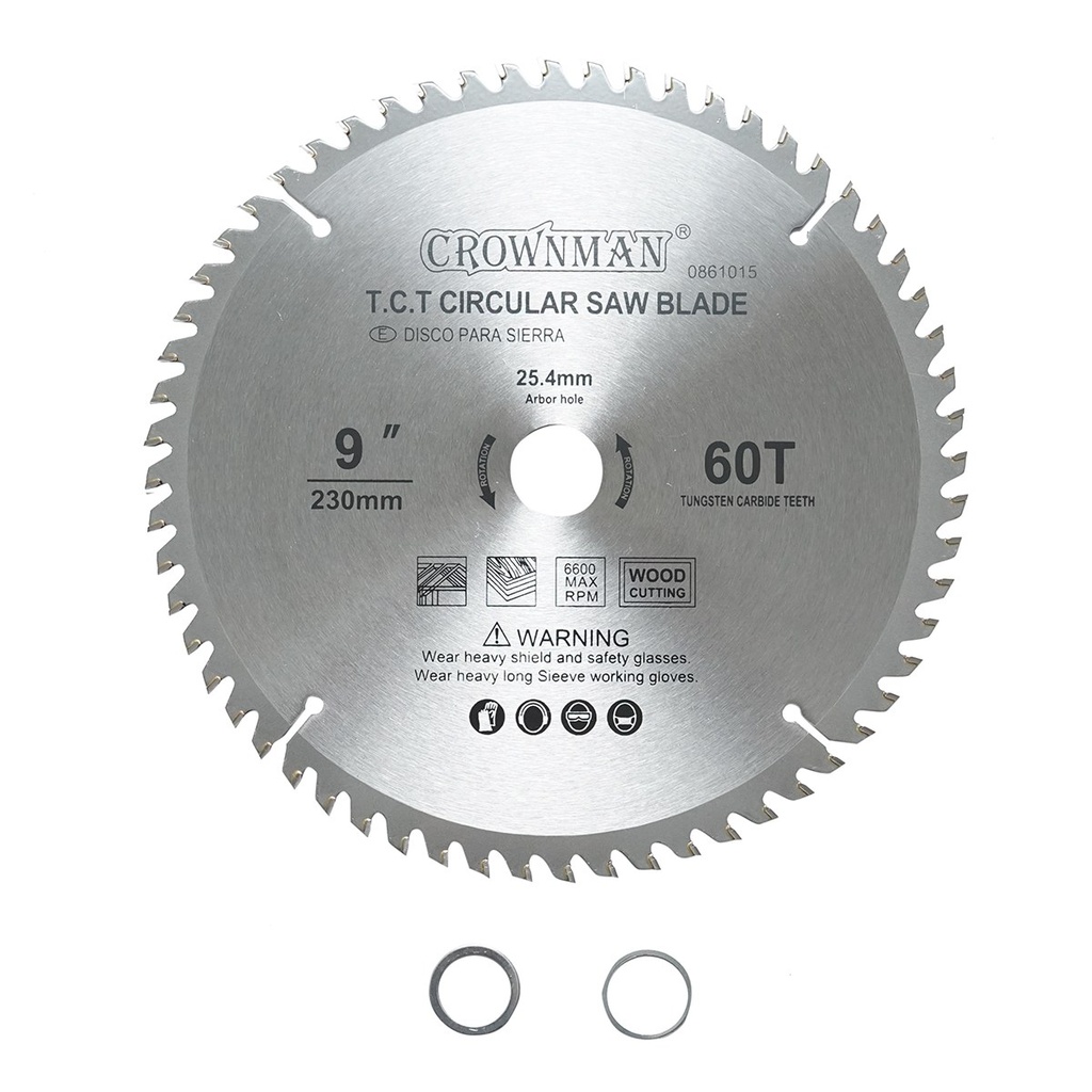 Disc circular vidia pentru lemn 230x25.4mm, 60 dinti, turatie maxima 6600rpm Crownman