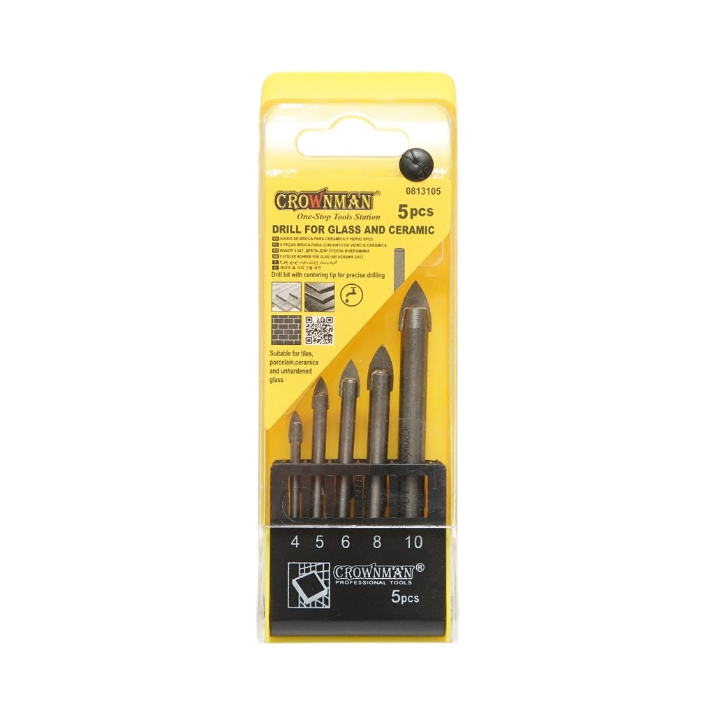 Set 5 burghie 4-10mm pentru sticla si ceramica Crownman