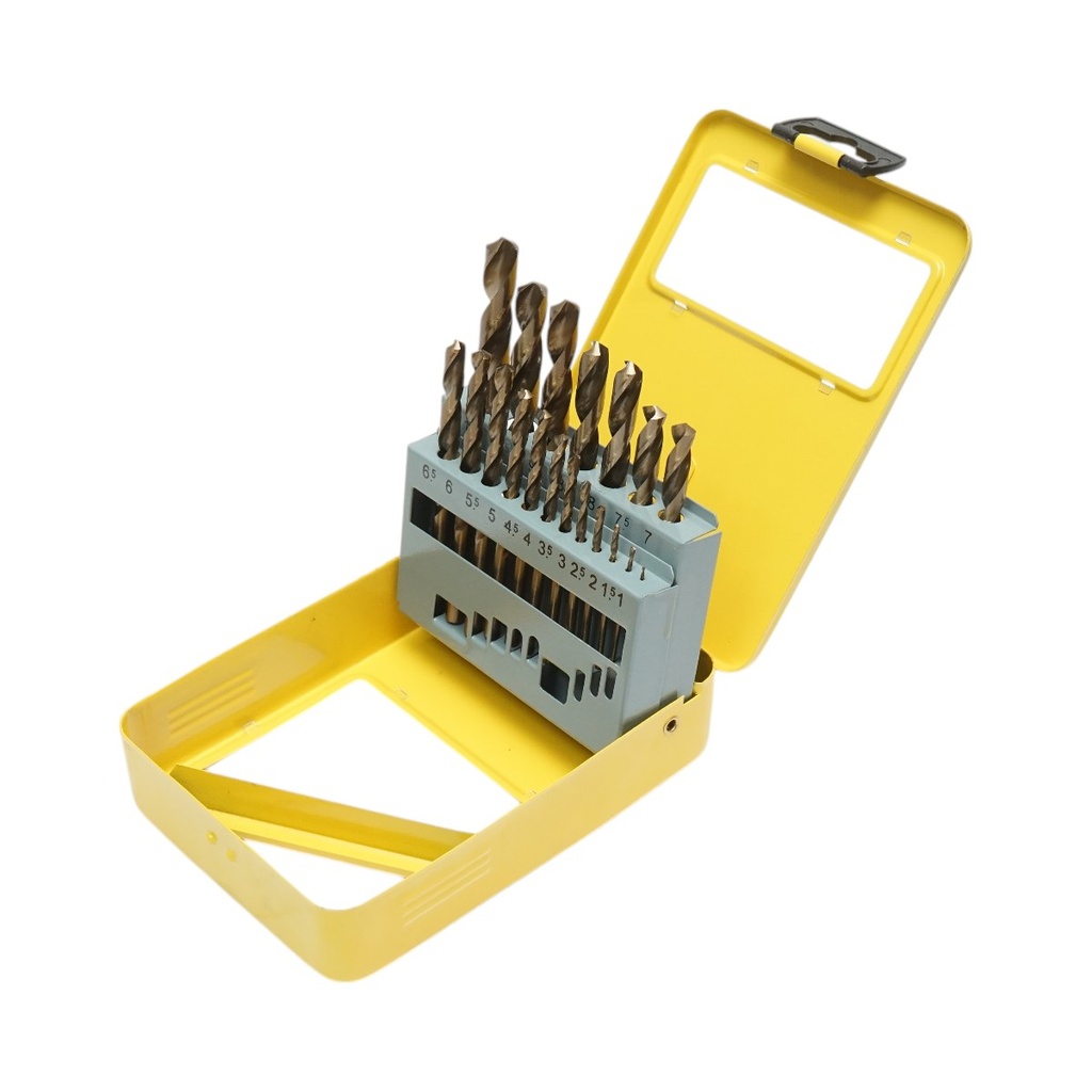 Set 19 burghie metal 1-10mm elicoidale HSS cu tija cilindrica Crownman