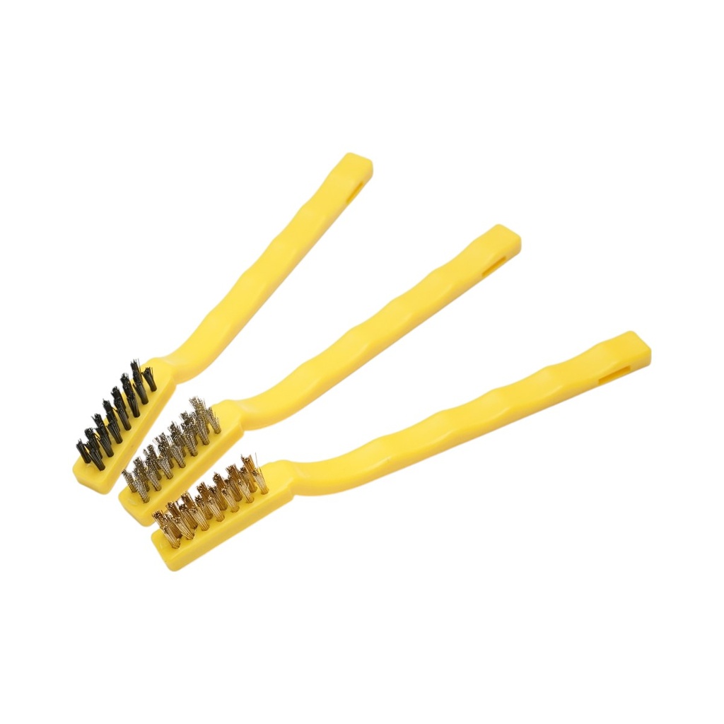 Set 3 mini perii din sarma de alama, sarma de otel, nailon Crownman