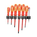 Set 7 surubelnite izolate 1000V pentru electricieni, drepte si in cruce cu varf magnetic Cr-V Crownman