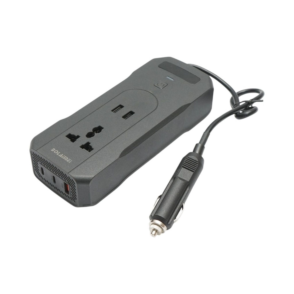 Invertor tensiune 12V-220V 200W, display digital LED, unda sinusoidala modificata, port USB, USB-C, iesire AC pentru laptop, telefon, frigider auto