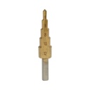 Burghiu conic in 5 trepte 4-12mm din otel 4241 HSS pentru metal, aluminiu, lemn, plastic, alama
