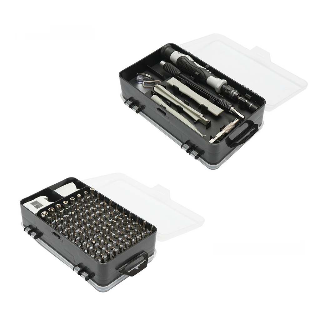 Trusa surubelnite de precizie biti, torx, cruce, hexagonal pentru electronice 115 piese