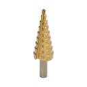 Burghiu conic in 9 trepte 4-20mm din otel 4241 HSS pentru metal, aluminiu, lemn, plastic, alama