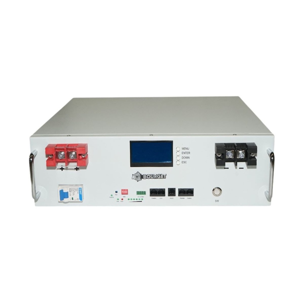 Baterie stocare 5.12kW LiFePO4 51.2V, 100Ah cu BMS, LCD display, protectie temperatura, conexiune in paralel Bourget