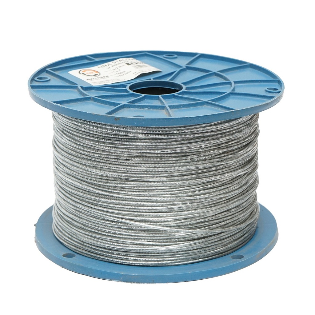 Cablu otel galvanizat cu invelis PVC 2mm, fire 1x7, sarcina maxima 95Kg, greutate 4.4Kg, 500m/rola