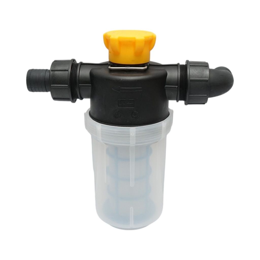 Filtru erbicidator transparent cu sita si valva autocuratare, racord 38mm