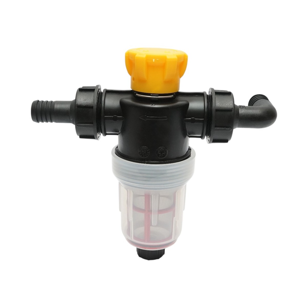 Filtru erbicidator transparent cu sita si valva autocuratare, racord 25mm