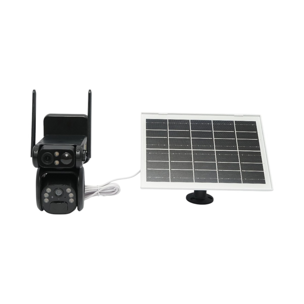 Camera supraveghere cu lentila duala 6MP, 4G, WIFI 2.4 GHz cu panou solar, baterie 9000 mAh, PTZ control, senzor miscare, detectie umana PIR, night vision si aplicatie Ubox