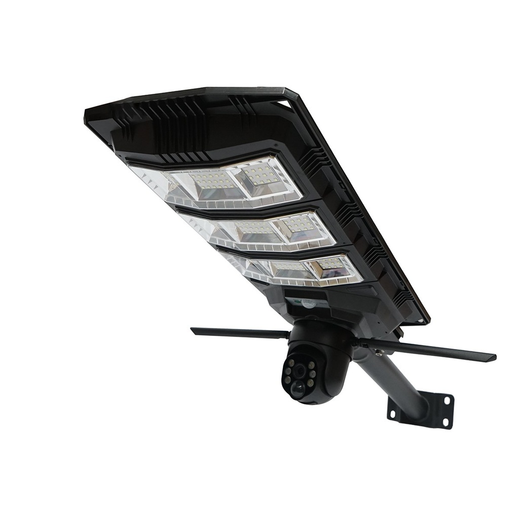 Lampa solara LED 450W, camera supraveghere Ai 4 MP, sim 4G cu panou solar 24W, baterie LiFePO4 18Ah, rotativa 360, night vision, detectie umana, aplicatie V380 Pro
