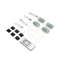 Set 4 lampi LED RGB stroboscopice cu telecomanda, 10 moduri, 8 culori, baterie litiu 150mAh reincarcabila USB-C IP65