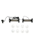 Set 2 lampi LED galbene 12V, 18W, 17 moduri stroboscopice, prindere cu ventuze, carcasa aluminiu 165x42x42mm