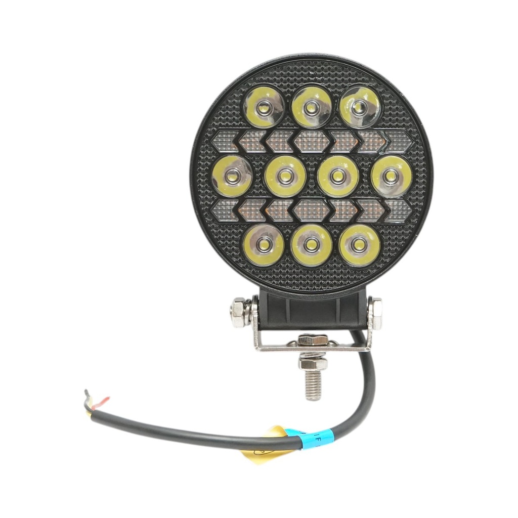Proiector rotund LED cu DRL 9-80V, 36W alb-galben, carcasa aluminiu 108x108x40mm IP67